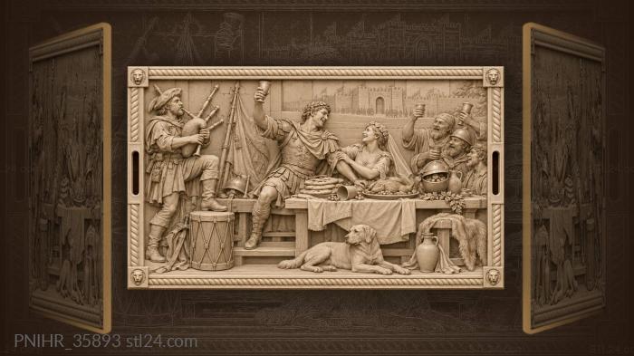 Guests raise goblets at the feast 3d STL model
