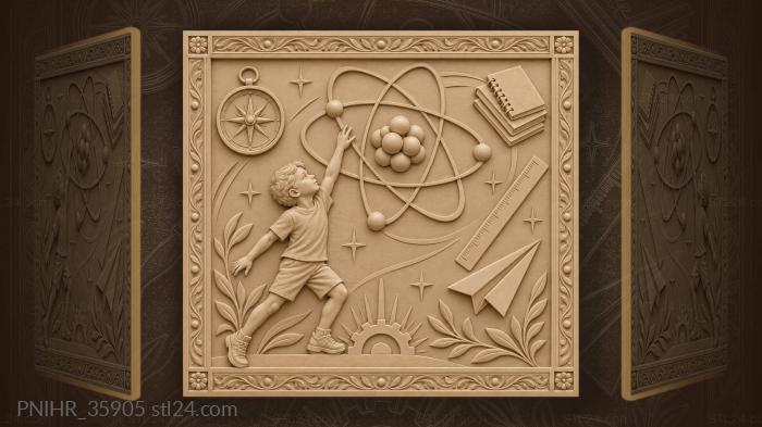Atomic model boy reaching for orbit 3d STL model
