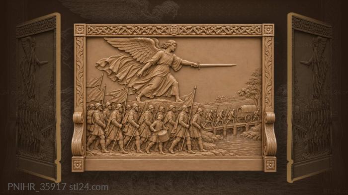 Swordbearer leads soldiers toward the plank bridge 3d STL model