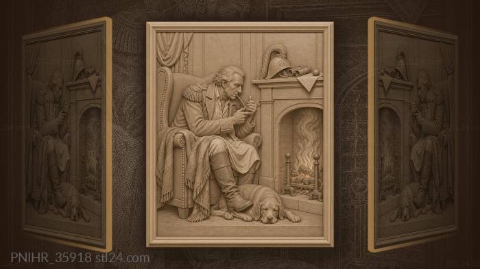 Old commander by the fireplace 3d STL model