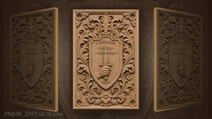 Indian emblem with sword and foliage 3d STL model