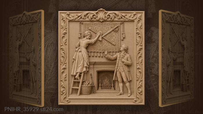 Sword, housekeeper, hearth, and rug 3d STL model