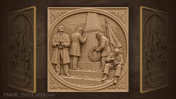 Veterans gathered by monument anniversary 3d STL model