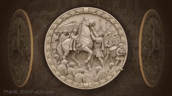 Funeral procession through green fields 3d STL model