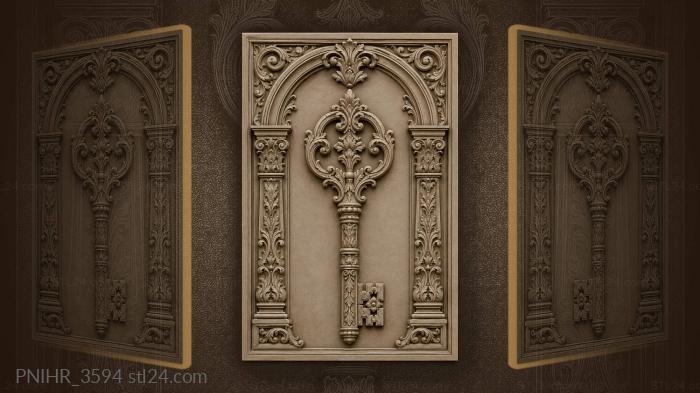Antique key floral archway design 3d STL model