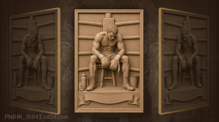 Pugilist prepares to rise after knockdown 3d STL model