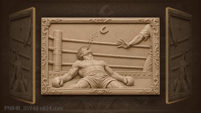 Knockdown flying mouthguard boxing scene 3d STL model