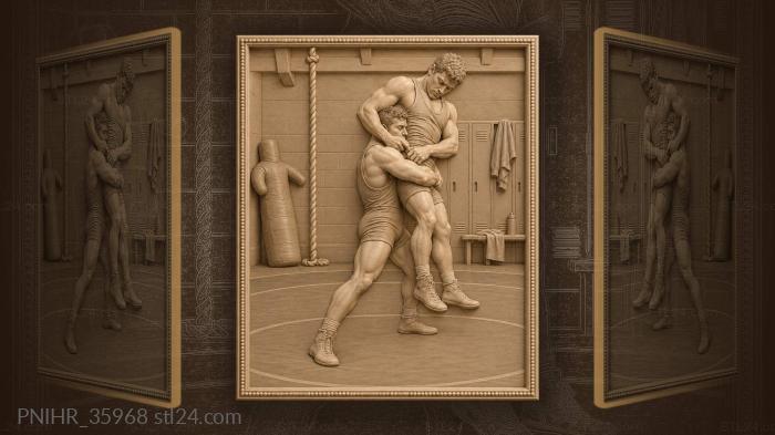 Wrestler lifts opponent with body lock 3d STL model