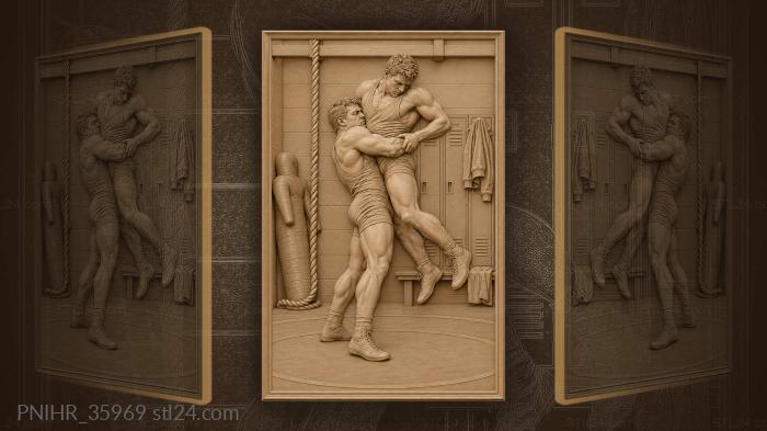 Athlete carries rival in firm hold 3d STL model