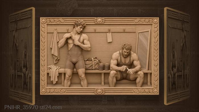 Wrestlers preparing before the fight 3d STL model