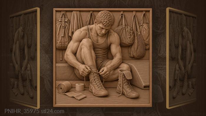 Wrestler preparing for the fight 3d STL model