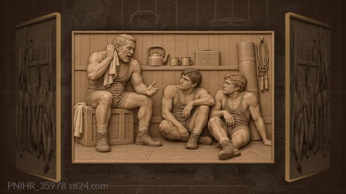 Young wrestlers listen to the veteran 3d STL model