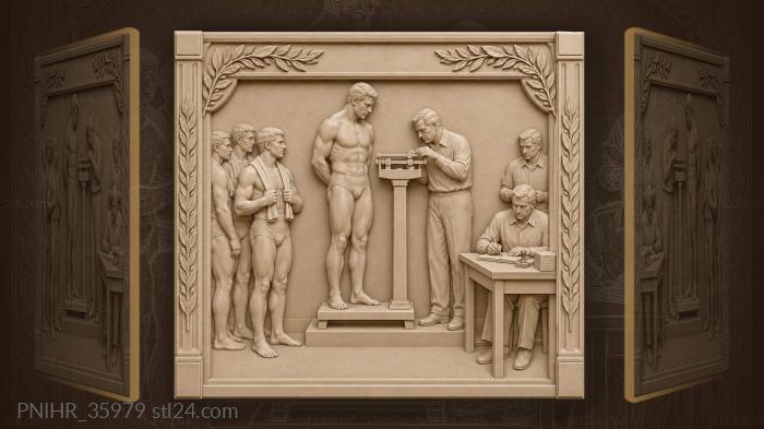 Wrestlers weigh-in tournament preparation scene 3d STL model