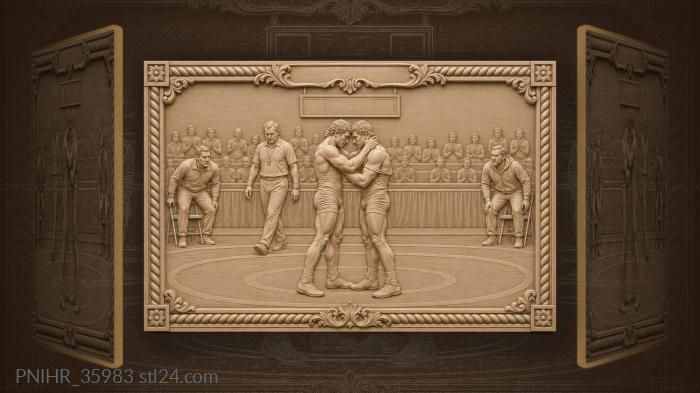 Wrestlers embrace after fierce contest 3d STL model