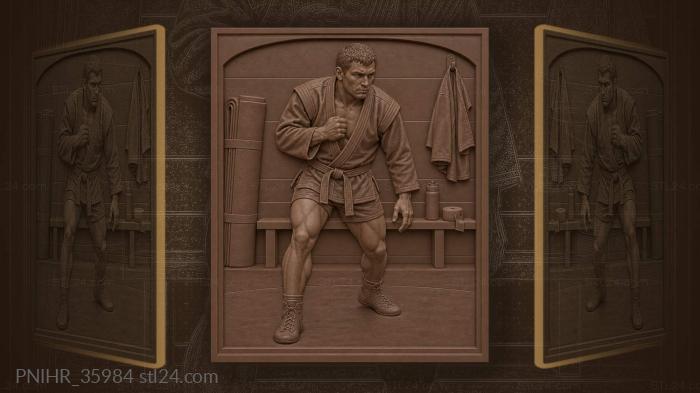 Wrestler steps onto mat gripping lapel 3d STL model