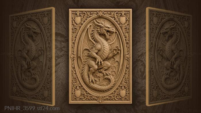 Majestic dragon with ornate frame 3d STL model