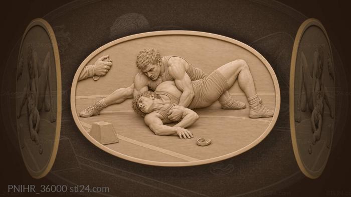 Wrestler holds his rival under the clock 3d STL model