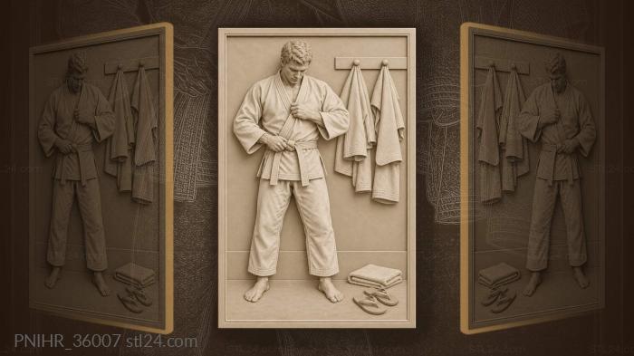 Belted fighter tightens his uniform beneath a motto 3d STL model