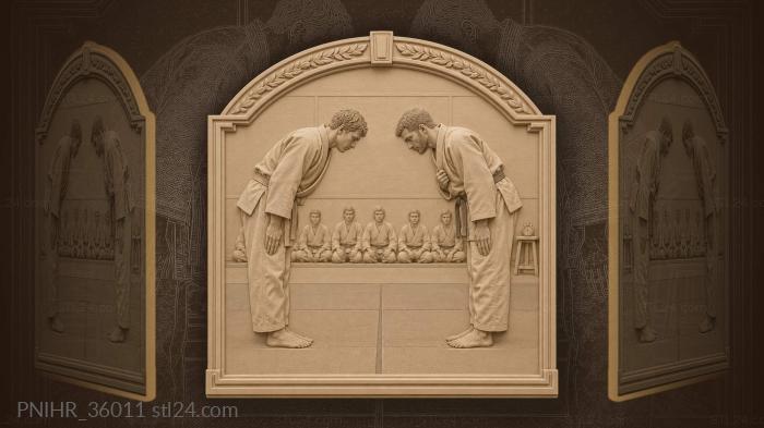 Bowed fighters at the mat edge 3d STL model