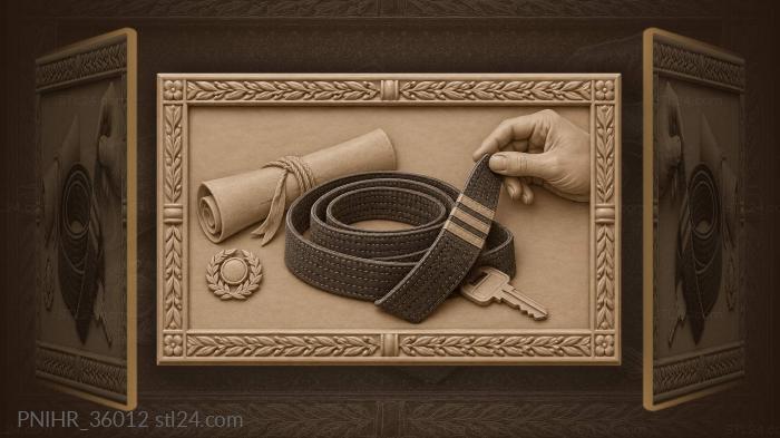 Belt coiled with honors and key 3d STL model
