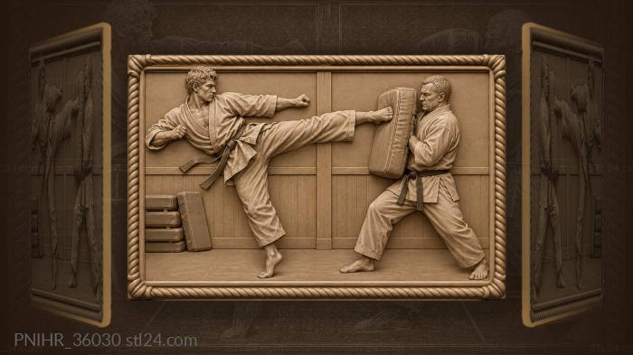 Dynamic kick training martial arts scene 3d STL model