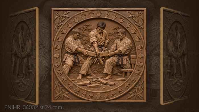 Karate strike breaking wooden board 3d STL model