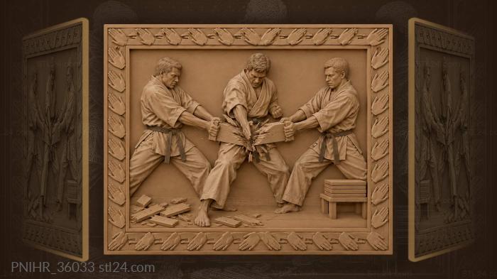 Karate power breaking wooden plank 3d STL model
