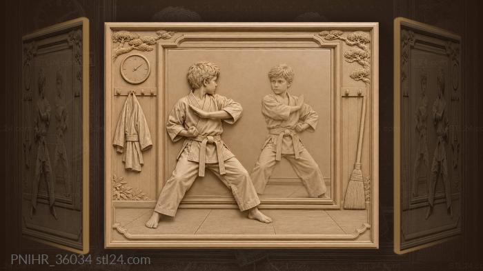 Karateka checks a sweeping block in glass 3d STL model