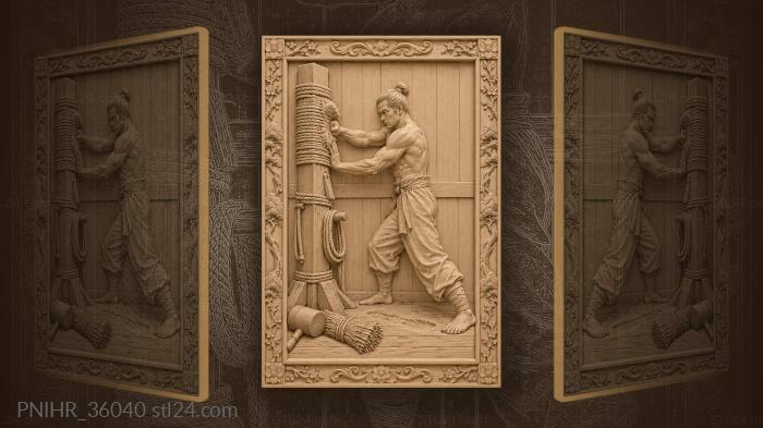 Martial arts training post with motto 3d STL model
