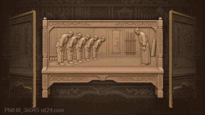 Students bow beside neatly lined shoes 3d STL model