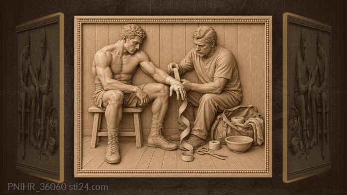 Cornerman readies taped hands for combat 3d STL model