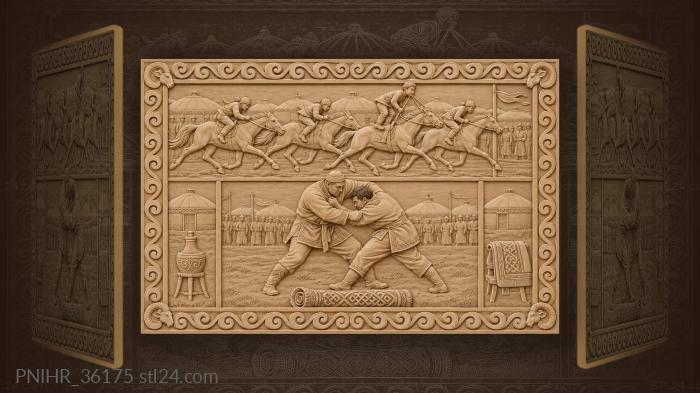 Beneath racing riders wrestlers attempt a throw 3d STL model