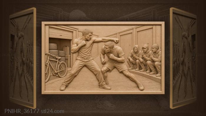 Street fight in narrow lane 3d STL model