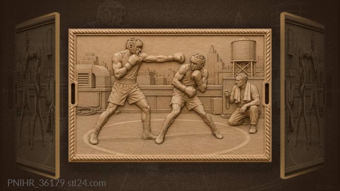 Rooftop boxing match urban scene 3d STL model