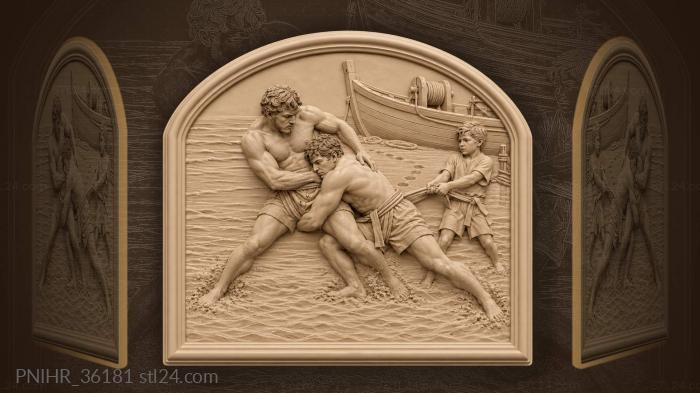 Beach wrestling strong opponents struggle 3d STL model