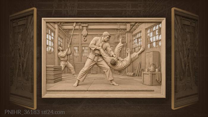 Judo drill in an empty workshop 3d STL model