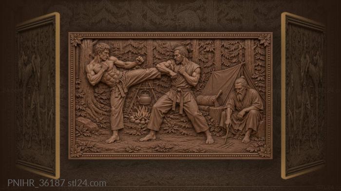 Forest fight ancient master watching 3d STL model