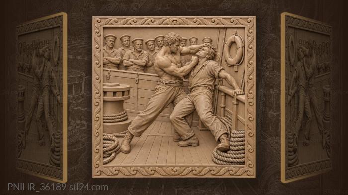 Boxers clinching on the rolling deck 3d STL model