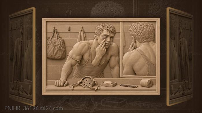 Boxer checking bruised eye reflection 3d STL model