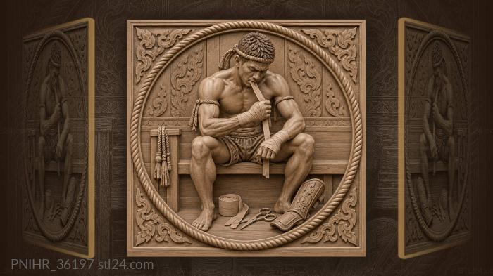 With his teeth the fighter tightens hand wraps 3d STL model