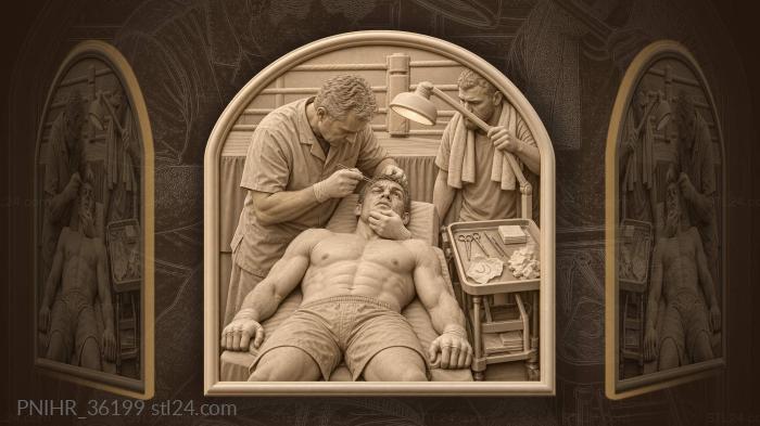 Ringside doctor treating injured fighter 3d STL model