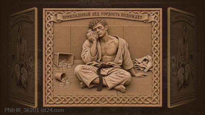 Resting fighter heeds the written ice advice 3d STL model