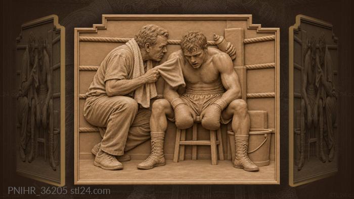 Cornerman fans the exhausted boxer with a towel 3d STL model
