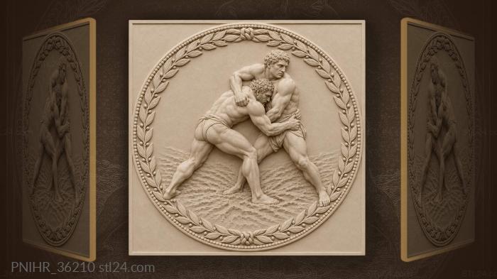 Two wrestlers locked chest to chest 3d STL model