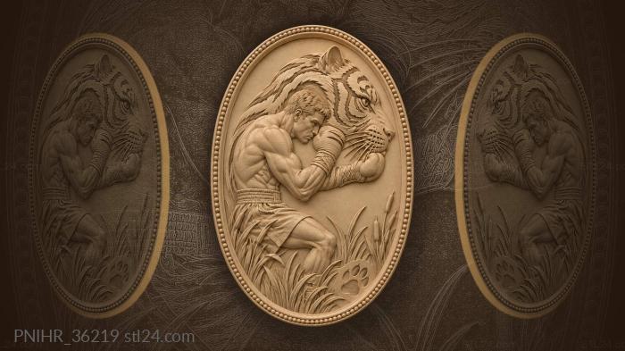Warrior and tiger illusion 3d STL model