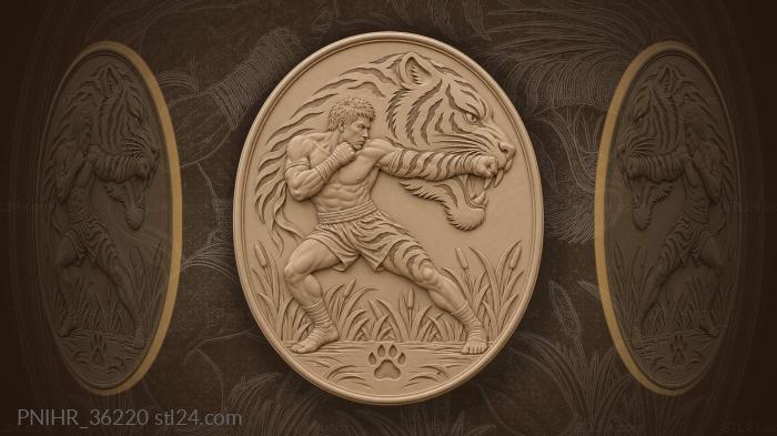 Fighter and tiger dual portrait 3d STL model