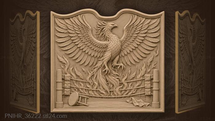 Phoenix rising from broken circle 3d STL model
