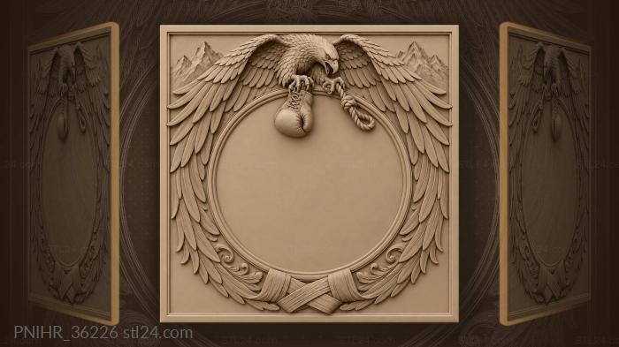 Eagle with glove and mountain peaks 3d STL model