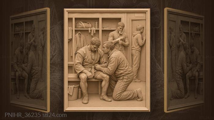 Sambo fighter waits as helper checks corridor 3d STL model