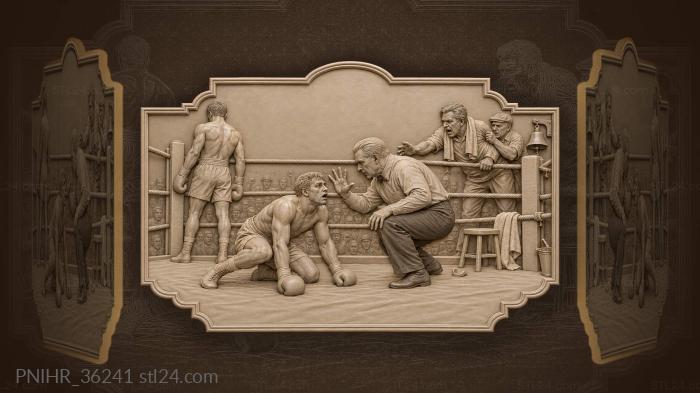 Knockdown moment boxing match drama 3d STL model